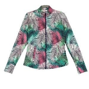 Tommy Bahama Golf & Tennis Tropical Palm Leaf UPF 50 Zip Jacket Sz M Multicolor